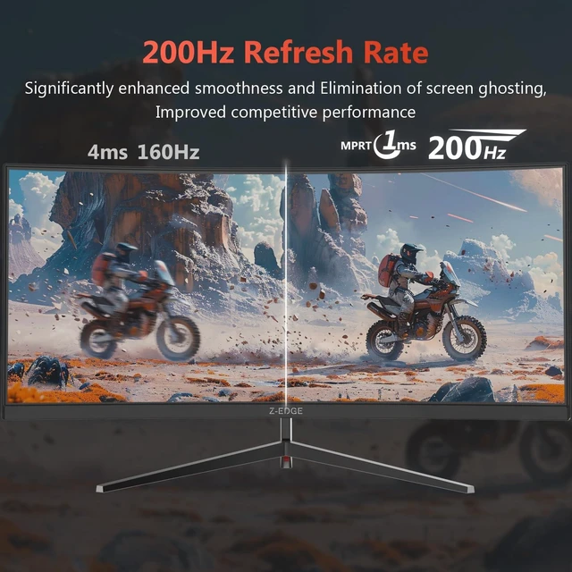 Alt view image 3 of 7 - Z-Edge 30" Curved Gaming Monitor, WFHD1080P 200Hz 165Hz 144Hz, MPRT 1ms 21:9 Aspect Ratio, 1500R Curved, 16.7M Colors, 3000:1 Contrast, UG30 PIP-PBP, 2X DP 1.4 Ports and 2X HDMI 2.0 Port