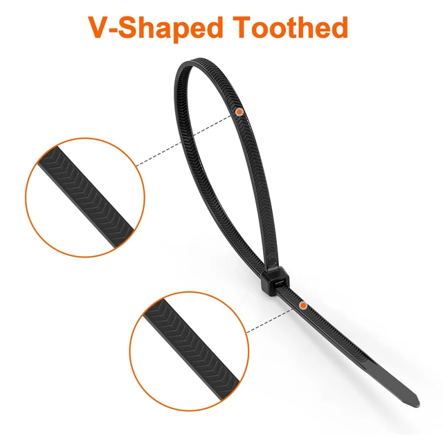 Alt view image 3 of 7 - Zip Ties Assorted Size,8+12+14 Inch V-Shaped Toothed Double Sided Toothed,100 LBS Tensile Strength Heavy Duty Cable Wire Ties More Durable Nylon Tie Wraps for Indoor Outdoor1000 Pack