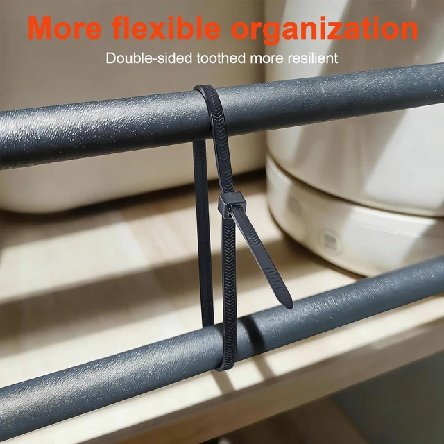 Alt view image 5 of 7 - Zip Ties Assorted Size,8+12+14 Inch V-Shaped Toothed Double Sided Toothed,100 LBS Tensile Strength Heavy Duty Cable Wire Ties More Durable Nylon Tie Wraps for Indoor Outdoor1000 Pack