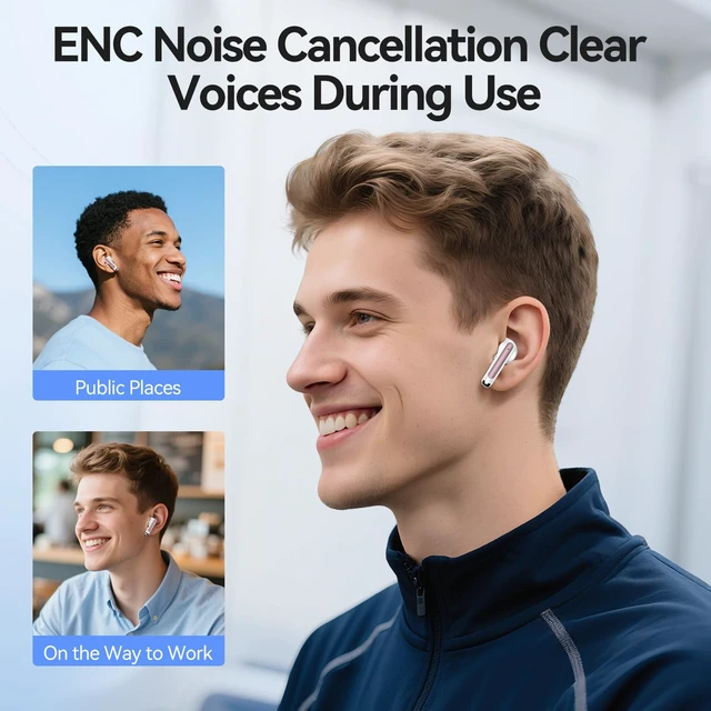 Alt view image 7 of 7 - Wireless Earbuds, Bluetooth 5.4 in Ear Headphones Wireless Bluetooth with ENC 4 Mics, Bluetooth Earbuds 50 Hour Noise-Cancelling Ear Buds with LED Indicator, IPX7 Waterproof for Sports/Work Rosa Gold