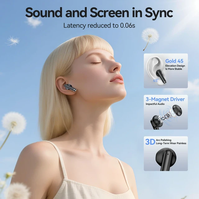 Alt view image 3 of 7 - Wireless Earbuds, Bluetooth 5.4 in Ear Headphones Wireless Bluetooth with ENC 4 Mics, Bluetooth Earbuds 50 Hour Noise-Cancelling Ear Buds with LED Indicator, IPX7 Waterproof for Sports/Work Black