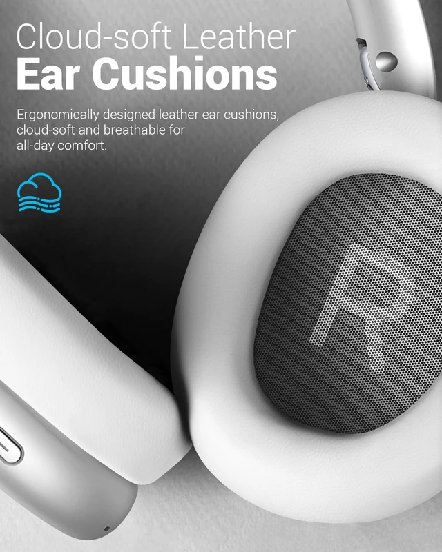 Alt view image 4 of 7 - Y01 Wireless Noise Canceling Headphones Bluetooth 5.3 Over Ear Headphones with Microphone, Hi-Res Audio, 48H Playtime, Foldable Comfortable Earpads,Compatible with iOS,Android,PC,Silver