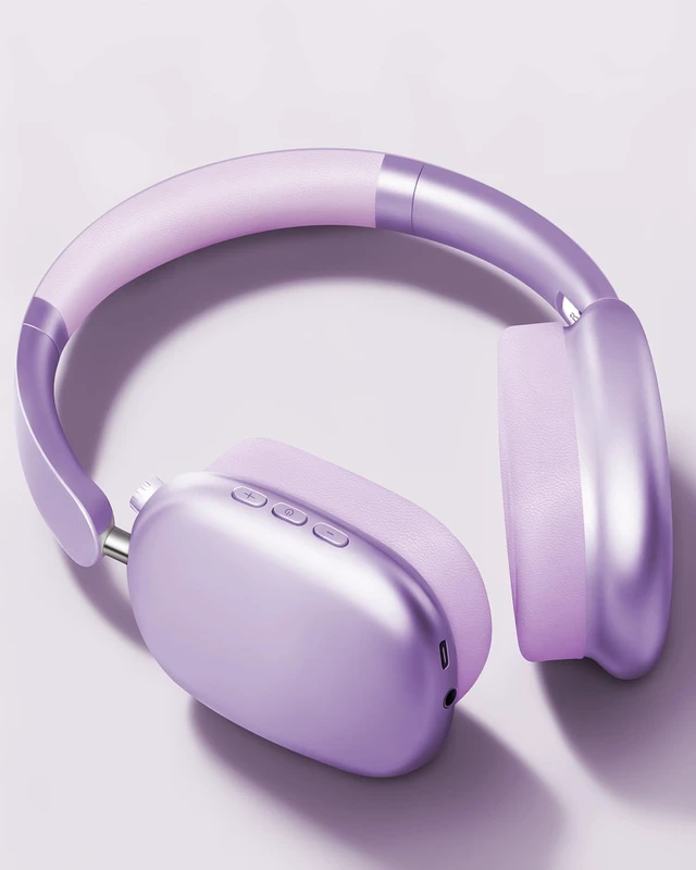 Alt view image 2 of 7 - Y01 Wireless Noise Canceling Headphones Bluetooth 5.3 Over Ear Headphones with Microphone, Hi-Res Audio, 48H Playtime, Foldable Comfortable Earpads,Compatible with iOS,Android,PC, Purple