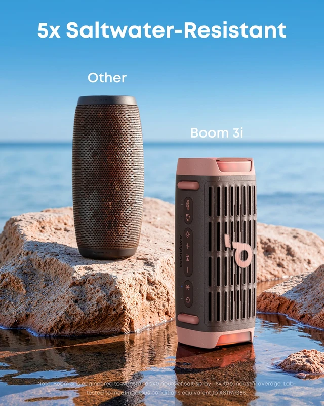 Alt view image 4 of 7 - Boom 3i by Anker, Outdoor Bluetooth Speaker, Floating Playback Saltwater-Resistant, IP68 Waterproof, BassUp 2.0, Bluetooth 5.3, 16H, 50W, TWS, Ideal for Kayak/Fishing/Camping