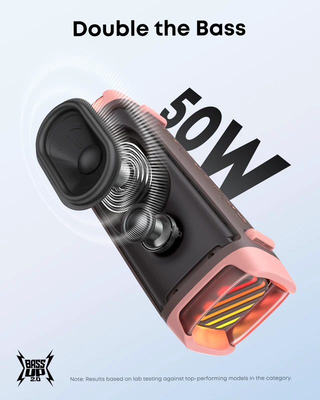 Alt view image 6 of 7 - Boom 3i by Anker, Outdoor Bluetooth Speaker, Floating Playback Saltwater-Resistant, IP68 Waterproof, BassUp 2.0, Bluetooth 5.3, 16H, 50W, TWS, Ideal for Kayak/Fishing/Camping