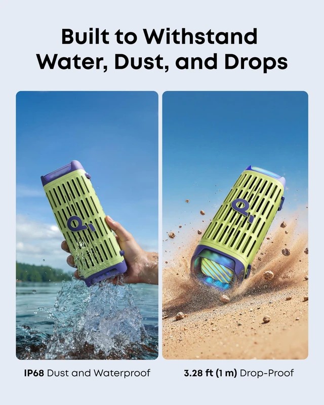 Alt view image 2 of 7 - Boom 3i by Anker, 50W Compact Outdoor Speaker, Floating Playback IP68 Waterproof, BassUp 2.0, Saltwater-Resistant, Bluetooth 5.3, 16H, TWS, ideal for Kayak/Fishing/Camping