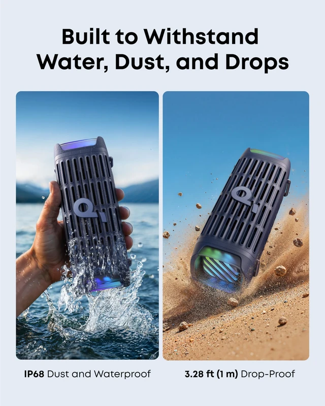 Alt view image 2 of 7 - by Anker, Boom 3i Outdoor Bluetooth Speaker, Saltwater-Resistant Floating Playback, IP68 Waterproof, BassUp 2.0, Bluetooth 5.3, 16H Playtime, 50W, TWS, Ideal for Kayak/Fishing/Camping