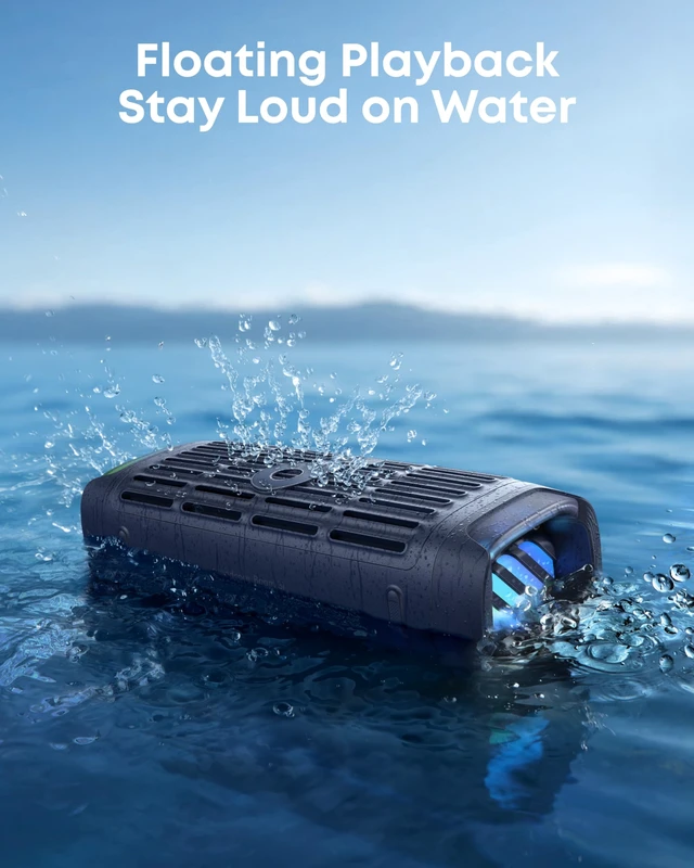 Alt view image 3 of 7 - by Anker, Boom 3i Outdoor Bluetooth Speaker, Saltwater-Resistant Floating Playback, IP68 Waterproof, BassUp 2.0, Bluetooth 5.3, 16H Playtime, 50W, TWS, Ideal for Kayak/Fishing/Camping