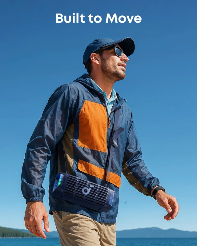 Alt view image 5 of 7 - by Anker, Boom 3i Outdoor Bluetooth Speaker, Saltwater-Resistant Floating Playback, IP68 Waterproof, BassUp 2.0, Bluetooth 5.3, 16H Playtime, 50W, TWS, Ideal for Kayak/Fishing/Camping