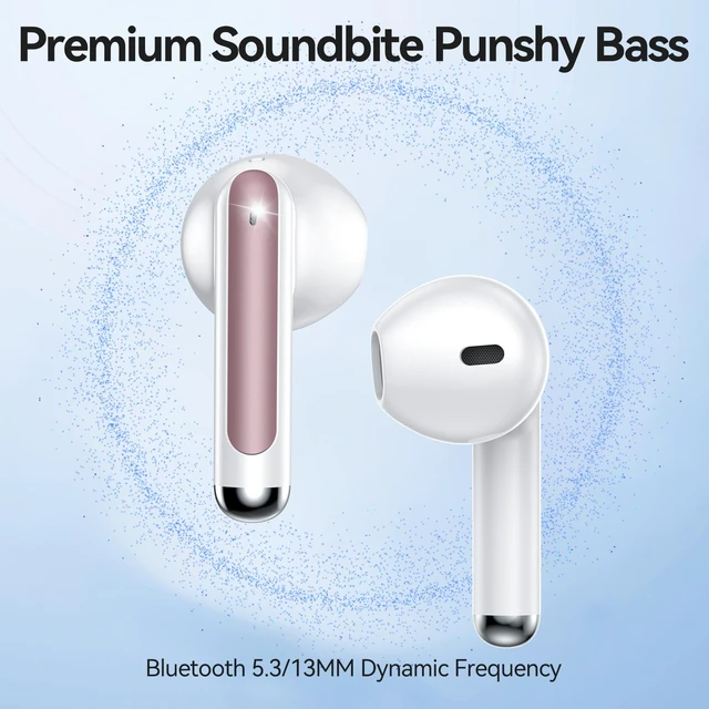 Alt view image 2 of 7 - Wireless Earbuds, Bluetooth 5.4 in Ear Headphones Wireless Bluetooth with ENC 4 Mics, Bluetooth Earbuds 50 Hour Noise-Cancelling Ear Buds with LED Indicator, IPX7 Waterproof for Sports/Work Rosa Gold