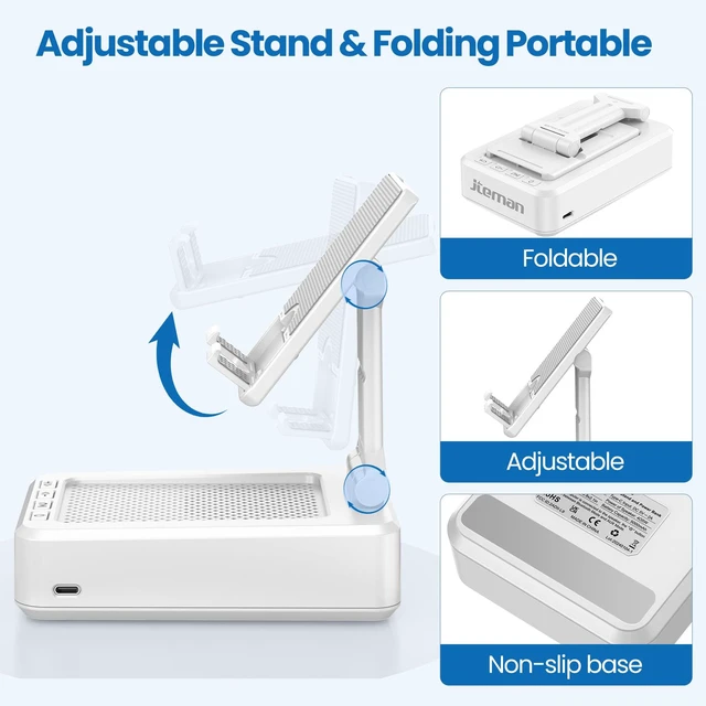Alt view image 6 of 7 - Cell Phone Stand with Bluetooth Speaker,Gifts for Men Tech Gadgets Big Sound & Clear Bass, Wireless Audio Speaker Stand for iPhone/Android, Foldable Adjustable Phone Holder for Home Office