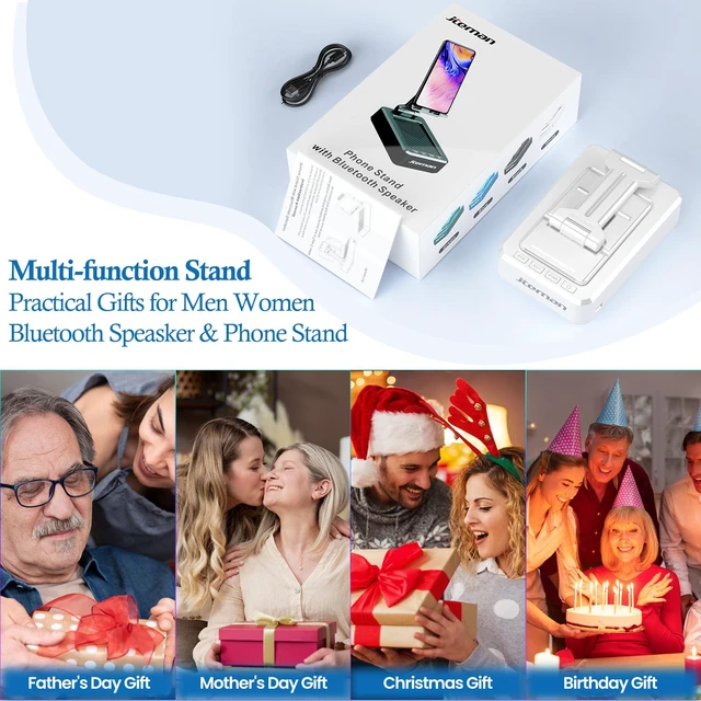 Alt view image 7 of 7 - Cell Phone Stand with Bluetooth Speaker,Gifts for Men Tech Gadgets Big Sound & Clear Bass, Wireless Audio Speaker Stand for iPhone/Android, Foldable Adjustable Phone Holder for Home Office