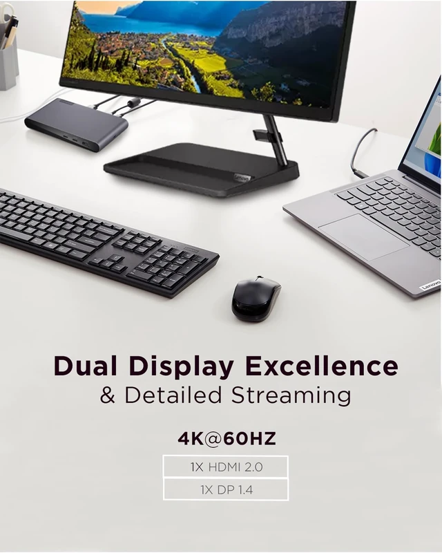 Alt view image 3 of 7 - Docking Station USB-C Universal Business Dock Dual Display (1 DP 1.4 & 1 HDMI 2.0) 65W Charging for Laptop (90W Power Adapter Included) 3X USB-A & 2X USB-C Ports Windows Compatible