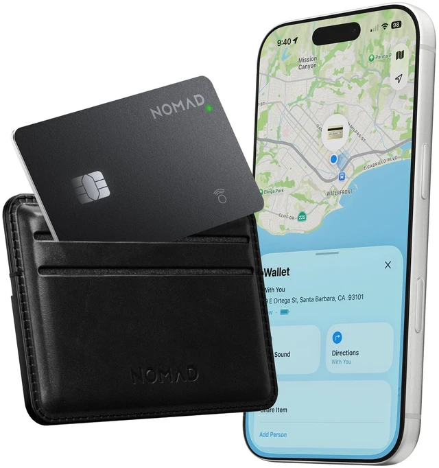 Main image of Tracking Card Pro Black, Premium Wallet Tracker with Apple Find My, 16-Month Battery Life, IPX7 Waterproof, Polycarbonate and Aluminum Design, TSA Approved, Wireless Rechargeable, iOS Only
