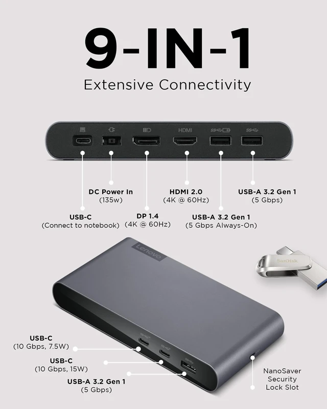 Alt view image 5 of 7 - Docking Station USB-C Universal Business Dock Dual Display (1 DP 1.4 & 1 HDMI 2.0) 65W Charging for Laptop (90W Power Adapter Included) 3X USB-A & 2X USB-C Ports Windows Compatible