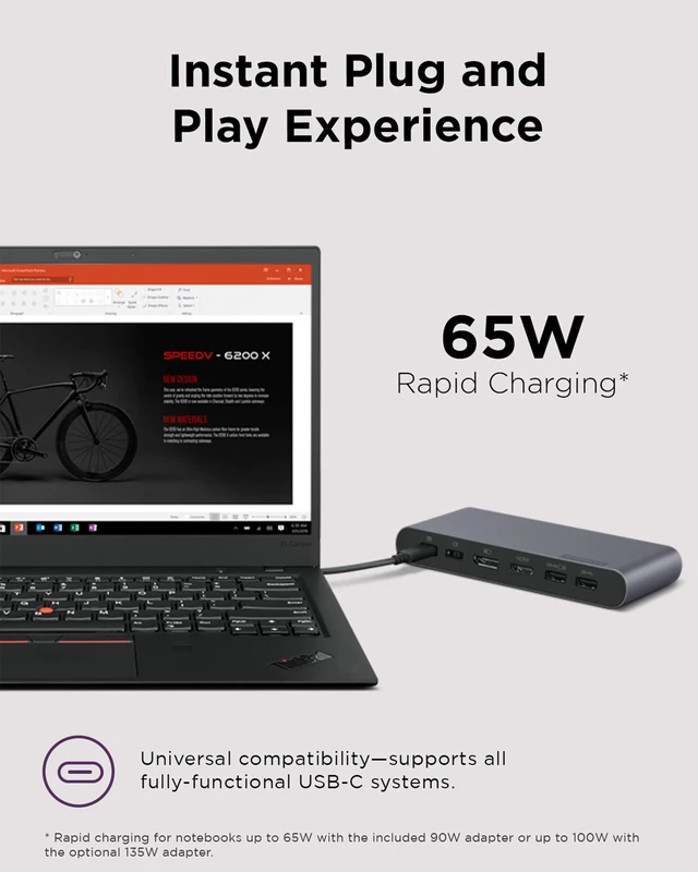Alt view image 6 of 7 - Docking Station USB-C Universal Business Dock Dual Display (1 DP 1.4 & 1 HDMI 2.0) 65W Charging for Laptop (90W Power Adapter Included) 3X USB-A & 2X USB-C Ports Windows Compatible