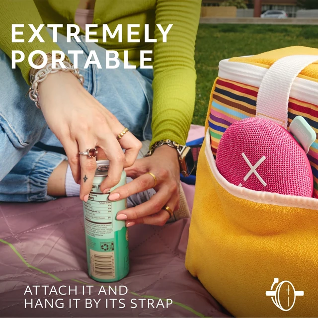 Alt view image 2 of 7 - MINIROLL Waterproof Bluetooth Speaker - Calming Pink Balanced Bass, IP67 Dustproof, 131 ft (40 m) Range