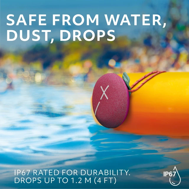 Alt view image 4 of 7 - MINIROLL Waterproof Bluetooth Speaker - Calming Pink Balanced Bass, IP67 Dustproof, 131 ft (40 m) Range