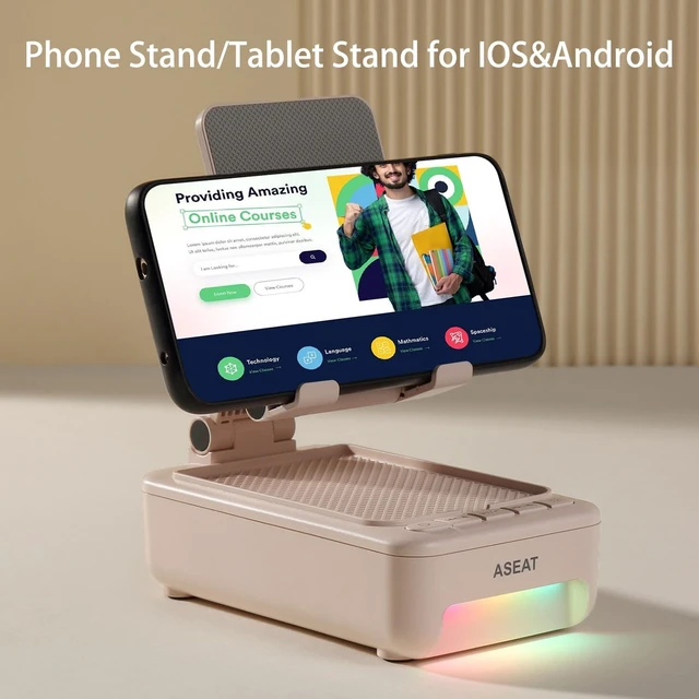 Alt view image 4 of 7 - Gifts for Men Him, Cell Phone Stand with Bluetooth Speaker&Led Color Changing Light, Unique Gifts for Women Dad Her Husband, Birthday Gifts for Men