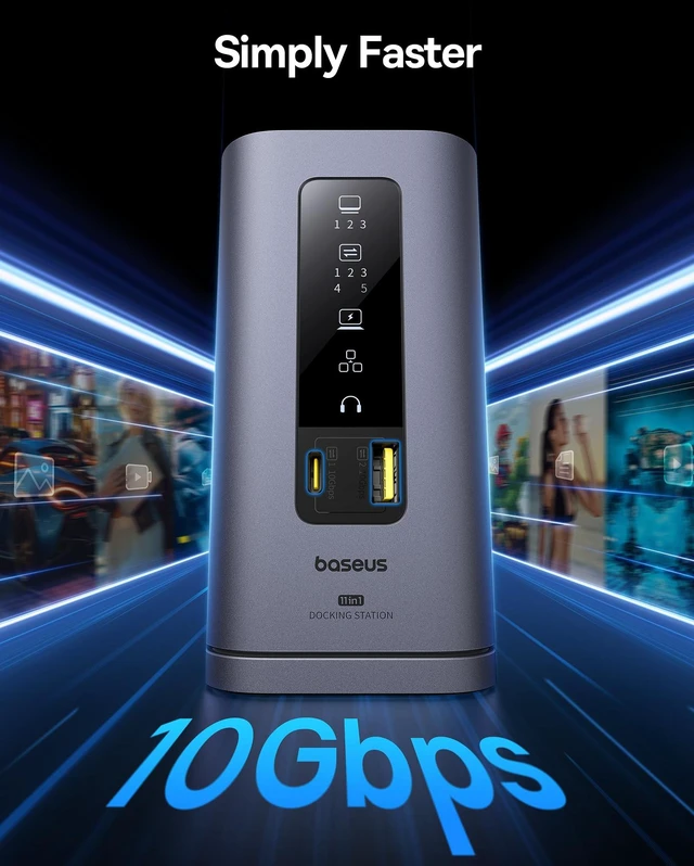 Alt view image 6 of 7 - Spacemate Docking Station 11-in-1 with Triple Display for Mac with Smart Display, 4K HDMI, 10Gbps USB-C/A, 100W PD, Ethernet, Audio, DisplayLink driver. Install before use