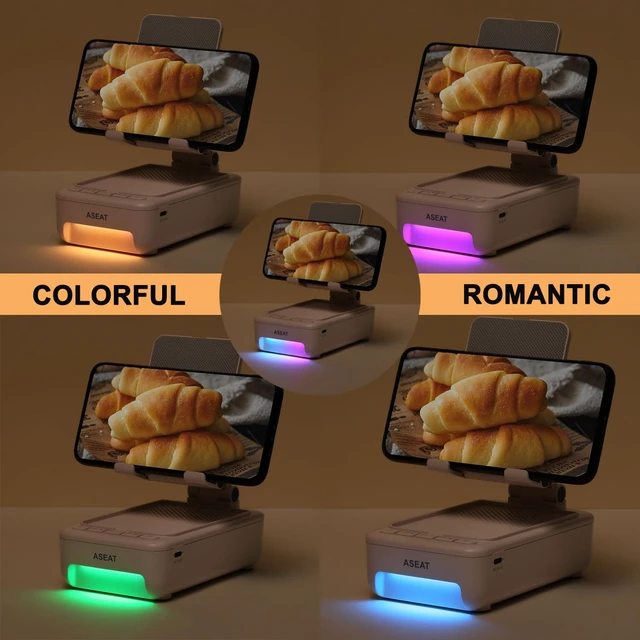 Alt view image 5 of 7 - Gifts for Men Him, Cell Phone Stand with Bluetooth Speaker&Led Color Changing Light, Unique Gifts for Women Dad Her Husband, Birthday Gifts for Men