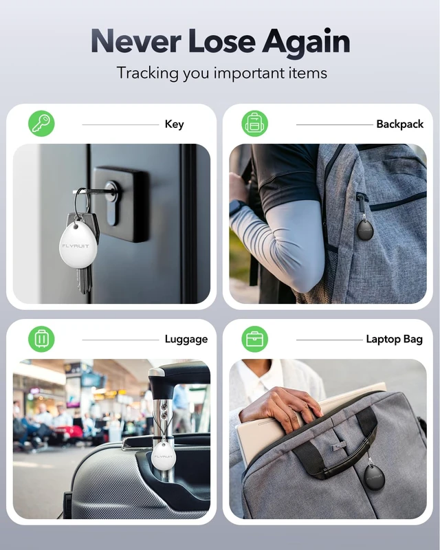 Alt view image 4 of 7 - Air Tracker Tags-4 Pack for Apple Find My, iOS Only, Official MFi Certified Mini Bluetooth Key Finder locator with sound, Travel Cruise Essential, Smart Luggage tracker for iPhone, Suitcases, Backpack
