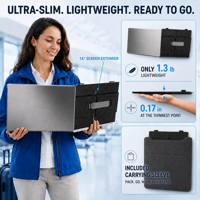 Alt view image 2 of 7 - Laptop Screen Extender, 14" FHD 1080P Laptop Monitor Extender, Ultra-Thin Portable Monitor for Laptop with USB-C/HDMI Port, Plug & Play for Windows/Mac/Android/Switch/PS5/Chrome
