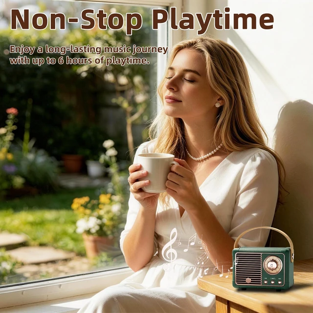 Alt view image 4 of 7 - Retro Bluetooth Speaker, Office Decor for Women, Gifts for Teens Portable Speaker Bluetooth, HD Stereo Sound, Vintage Decor for Home, Bedroom, Kitchen, Birthday Gifts for Women, Men, Teens