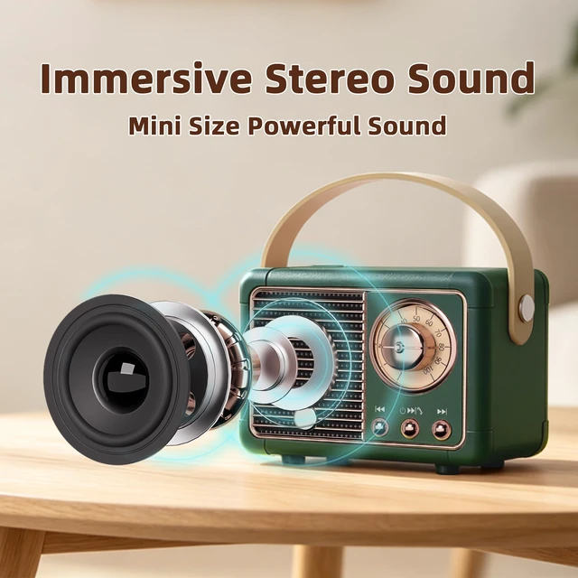 Alt view image 5 of 7 - Retro Bluetooth Speaker, Office Decor for Women, Gifts for Teens Portable Speaker Bluetooth, HD Stereo Sound, Vintage Decor for Home, Bedroom, Kitchen, Birthday Gifts for Women, Men, Teens