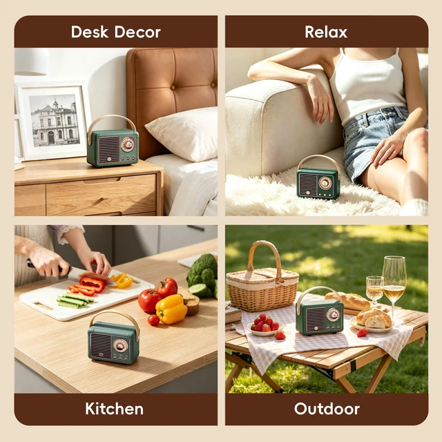 Alt view image 2 of 7 - Retro Bluetooth Speaker, Office Decor for Women, Gifts for Teens Portable Speaker Bluetooth, HD Stereo Sound, Vintage Decor for Home, Bedroom, Kitchen, Birthday Gifts for Women, Men, Teens