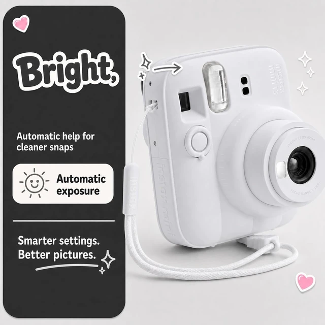 Alt view image 3 of 7 - Instax Mini 13 Instant Camera Clay White + MiniMate Accessory Bundle with Custom Case + Fuji Instax Film Value Pack (40 Sheets) & Photo Album