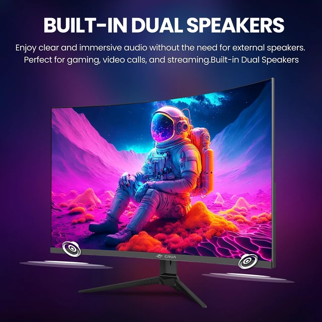 Alt view image 3 of 7 - 27 Inch QHD 260Hz Curved Gaming Monitor, 1800R VA, Built-in Speakers FreeSync, 120% sRGB, Blue Light, HDMI 2.0, DP 1.4, 100x100 Wall Mount, FPS, Esports, Racing, Streaming, Movies, Work Desk, PC