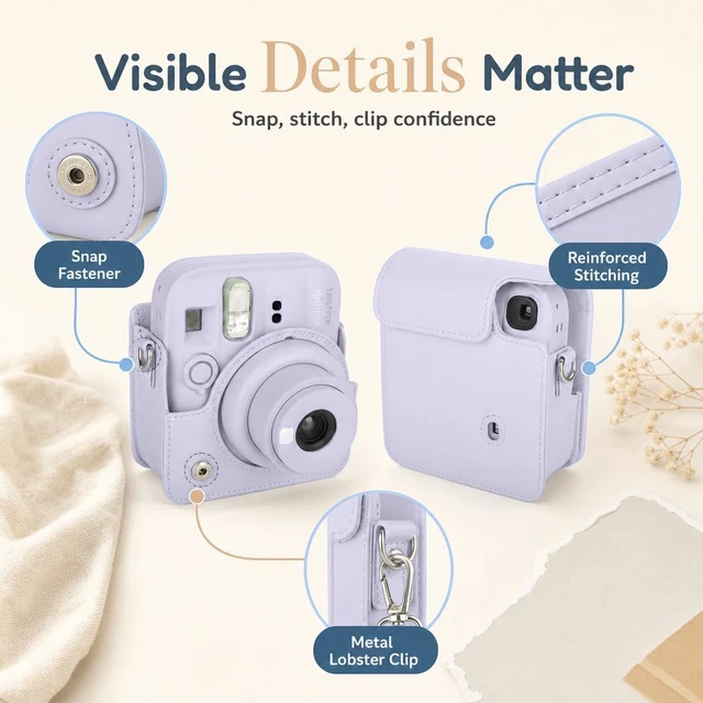 Alt view image 7 of 7 - Instax Mini 13 Instant Camera Dreamy Purple + MiniMate Accessory Bundle with Custom Case + Fuji Instax Film Value Pack (40 Sheets) & Photo Album