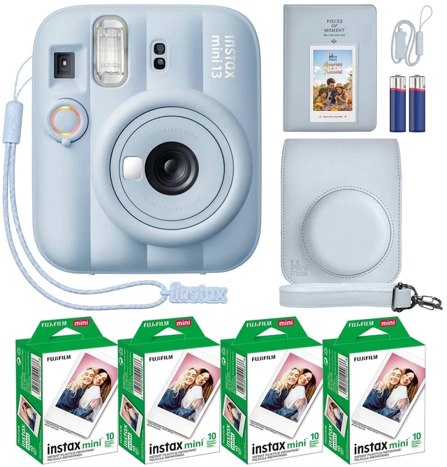 Main image of Instax Mini 13 Instant Camera Frost Blue + MiniMate Accessory Bundle with Custom Case + Fuji Instax Film Value Pack (40 Sheets) & Photo Album