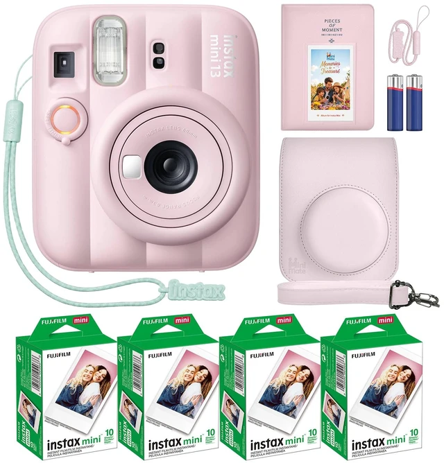 Main image of Instax Mini 13 Instant Camera Candy Pink + MiniMate Accessory Bundle with Custom Case + Fuji Instax Film Value Pack (40 Sheets) & Photo Album