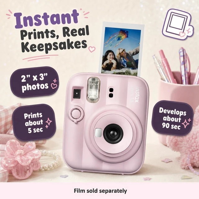 Alt view image 2 of 7 - Instax Mini 13 Instant Camera Candy Pink + MiniMate Accessory Bundle with Custom Case + Fuji Instax Film Value Pack (40 Sheets) & Photo Album