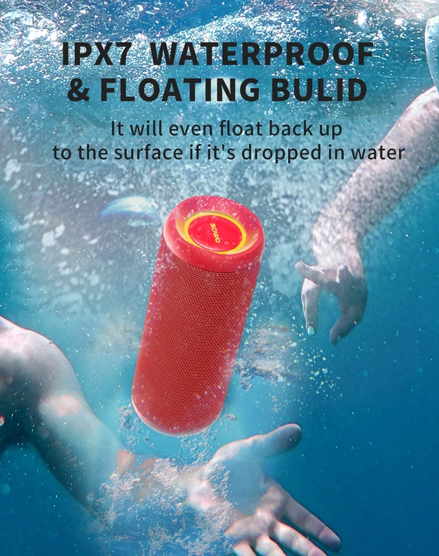 Alt view image 4 of 7 - Portable Bluetooth Speaker, Waterproof IPX7, 25W Loud Wirelss Speaker Big Audio and Punchy Bass, LED Light with TWS Pairing, 16H Playtime, Outdoor for Party, Beach, Travel, Girls Gifts - Red