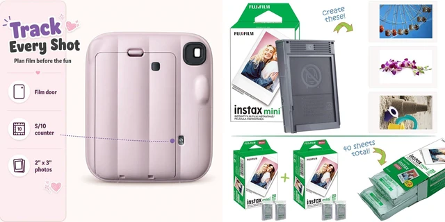 Alt view image 3 of 7 - Instax Mini 13 Instant Camera Candy Pink + MiniMate Accessory Bundle with Custom Case + Fuji Instax Film Value Pack (40 Sheets) & Photo Album