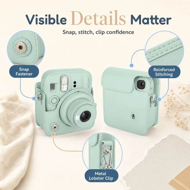 Alt view image 7 of 7 - Instax Mini 13 Instant Camera Lagoon Green + MiniMate Accessory Bundle with Custom Case + Fuji Instax Film Value Pack (40 Sheets) & Photo Album
