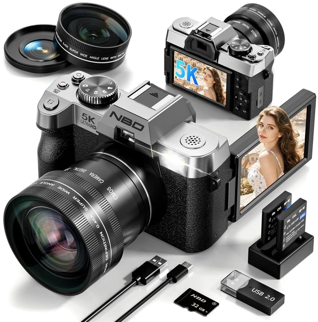 Main image of True 5K 64MP Digital Camera for Photography(Silver) Autofocus & Anti-Shake,16X Zoom,WiFi,Wide-Angle Macro Lens,32GB TF Card,Vlogging Camera for YouTube & Travel