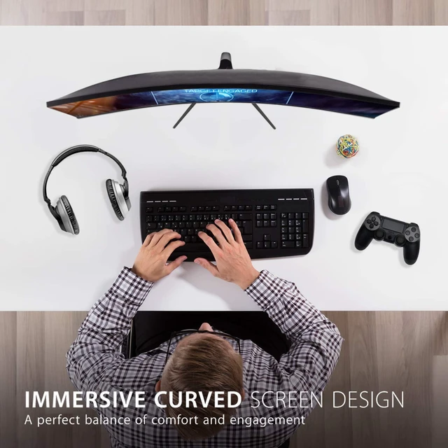 Alt view image 2 of 7 - VX3218-PC-MHD 32 Inch 1080p Curved Gaming Monitor, 180Hz, 1ms FreeSync Premium, HDR10, 1500R Curve, Dual Speakers, HDMI, DisplayPort, Eye Care, PS5, Xbox, PC, Anti Glare, Immersive Play