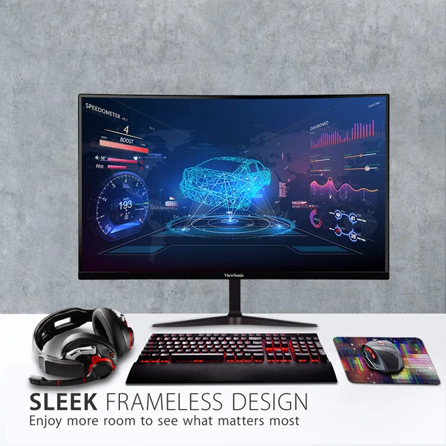 Alt view image 4 of 7 - VX3218-PC-MHD 32 Inch 1080p Curved Gaming Monitor, 180Hz, 1ms FreeSync Premium, HDR10, 1500R Curve, Dual Speakers, HDMI, DisplayPort, Eye Care, PS5, Xbox, PC, Anti Glare, Immersive Play