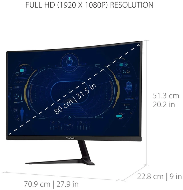 Alt view image 6 of 7 - VX3218-PC-MHD 32 Inch 1080p Curved Gaming Monitor, 180Hz, 1ms FreeSync Premium, HDR10, 1500R Curve, Dual Speakers, HDMI, DisplayPort, Eye Care, PS5, Xbox, PC, Anti Glare, Immersive Play