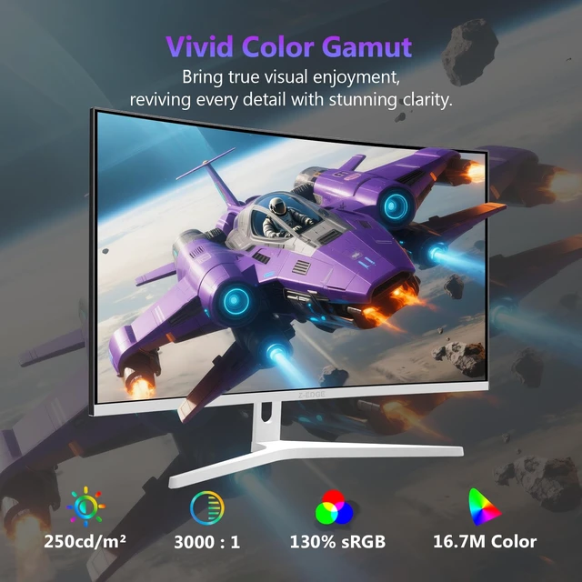 Alt view image 4 of 7 - Z-Edge 27" White Curved Gaming Monitor, FHD 300Hz 240Hz Computer Screen FHD Monitor Gaming with MPRT 1ms, 1500R Curved, FreeSync, 16.7M Colors, UG27H White Monitor Frameless, 2X DP & 2X HDMI