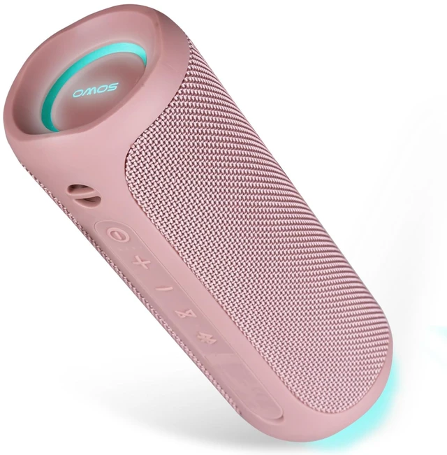 Main image of Outdoor Wireless Portable Bluetooth Speaker, Waterproof Speaker - Pink 25W Loud Sound, Bassboom Technology, IPX7, TWS Pairing, Built-in Mic, 16H Playtime with Lights for Pool, Beach, Gift