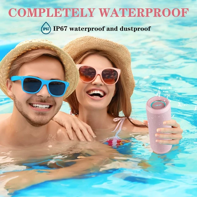 Alt view image 5 of 7 - Outdoor Wireless Portable Bluetooth Speaker, Waterproof Speaker - Pink 25W Loud Sound, Bassboom Technology, IPX7, TWS Pairing, Built-in Mic, 16H Playtime with Lights for Pool, Beach, Gift