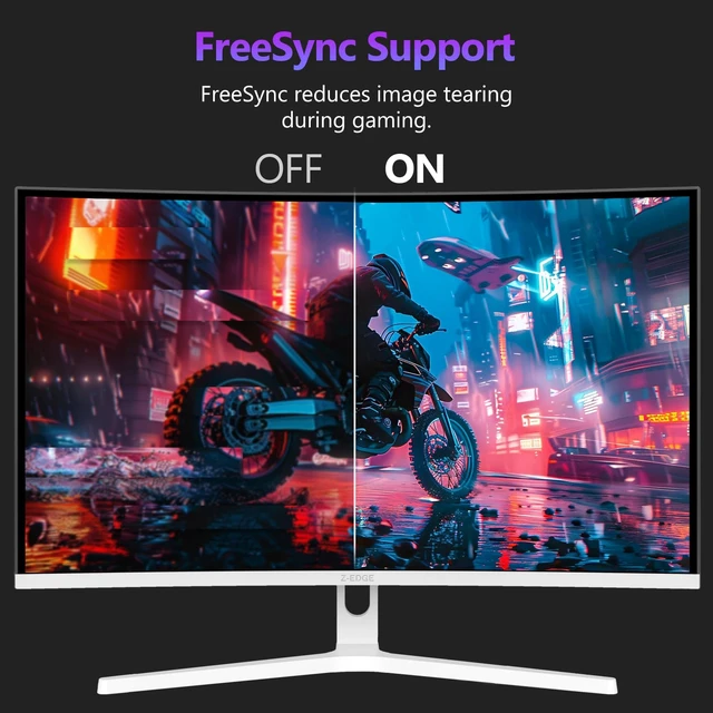 Alt view image 6 of 7 - Z-Edge 27" White Curved Gaming Monitor, FHD 300Hz 240Hz Computer Screen FHD Monitor Gaming with MPRT 1ms, 1500R Curved, FreeSync, 16.7M Colors, UG27H White Monitor Frameless, 2X DP & 2X HDMI