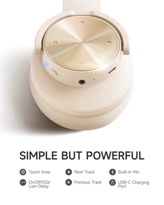 Alt view image 7 of 7 - B8 Wireless Bluetooth Headphones, 120H Playtime, 3EQ Modes, Khaki Over-Ear, Built-in Microphone, Multipoint Connection, Foldable, Button & Touch Controls, for Travel Home Office Phone PC