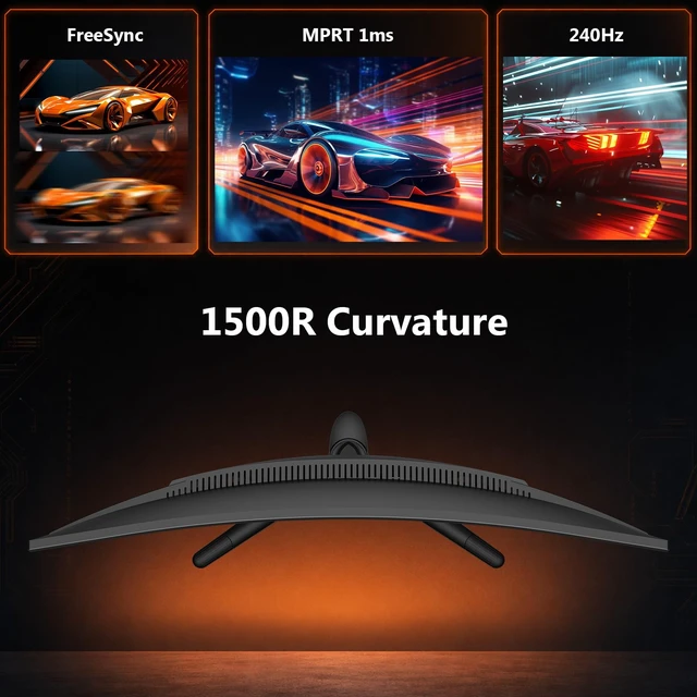 Alt view image 4 of 7 - Z-Edge 27 inch Curved Gaming Monitor, QHD 1440P 240Hz 165Hz 144Hz MPRT 1ms, FreeSync, 1500R Curveture 1.07B Colors, 5000:1 Contrast, UG27PX, PIP/PBP, DP x2, HDMI x2
