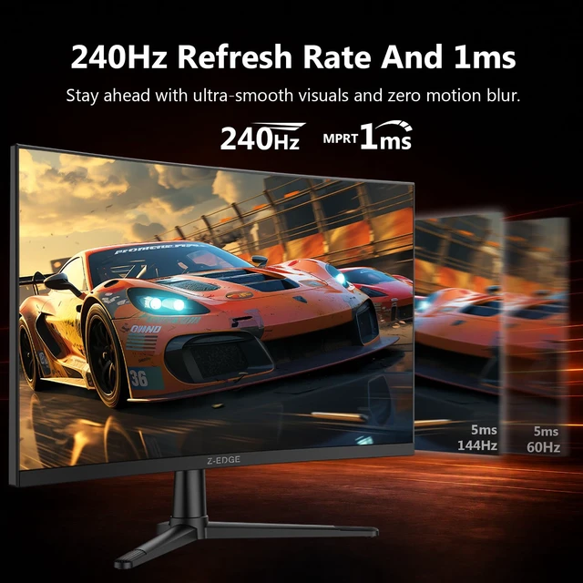 Alt view image 2 of 7 - Z-Edge 27 inch Curved Gaming Monitor, QHD 1440P 240Hz 165Hz 144Hz MPRT 1ms, FreeSync, 1500R Curveture 1.07B Colors, 5000:1 Contrast, UG27PX, PIP/PBP, DP x2, HDMI x2